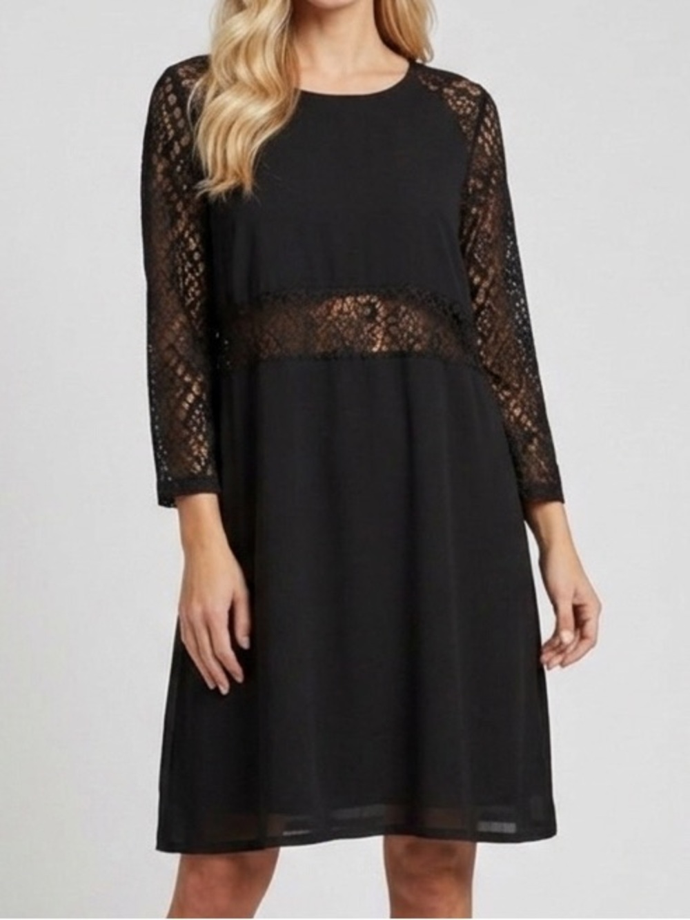 Elegant Black Lace  Knit Dress by Suzanne Betro 2X